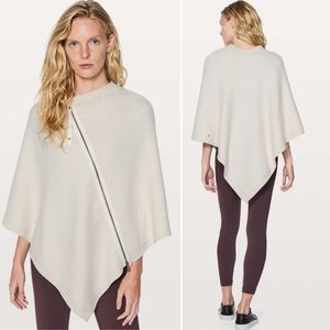 Lululemon Merino Wool On The Go Poncho Scarf Heathered Angel Wing Cream